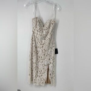 Lulu's Strapless Cream Lace Dress